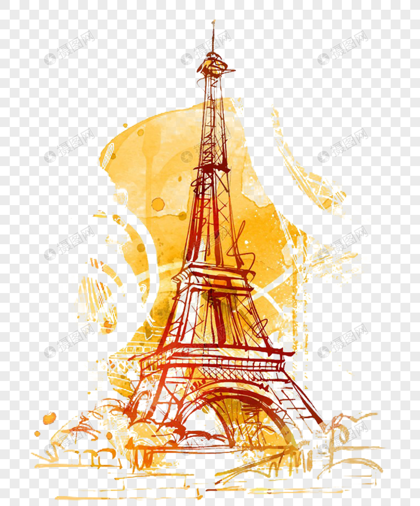 Hand painted eiffel tower png image_picture free download 400705745