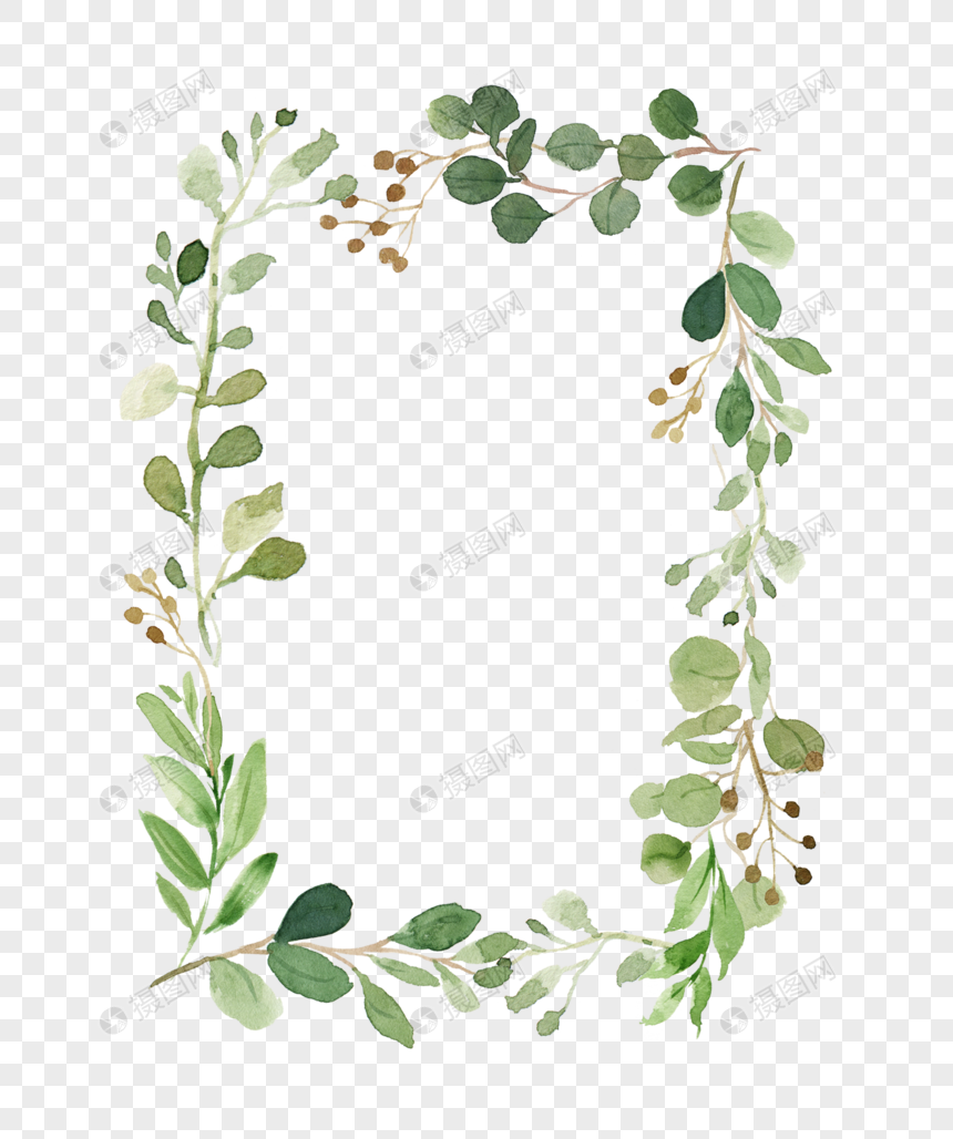 Watercolor green plant border vector material png image_picture free ...