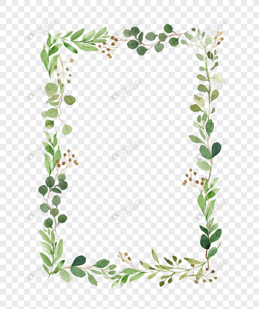 Download Watercolor green plant border vector material png image ...