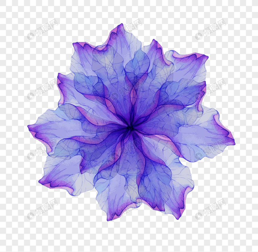 水彩藍紫透明花元素png圖案素材免費下載 尺寸1024 1000px 圖形id Lovepik