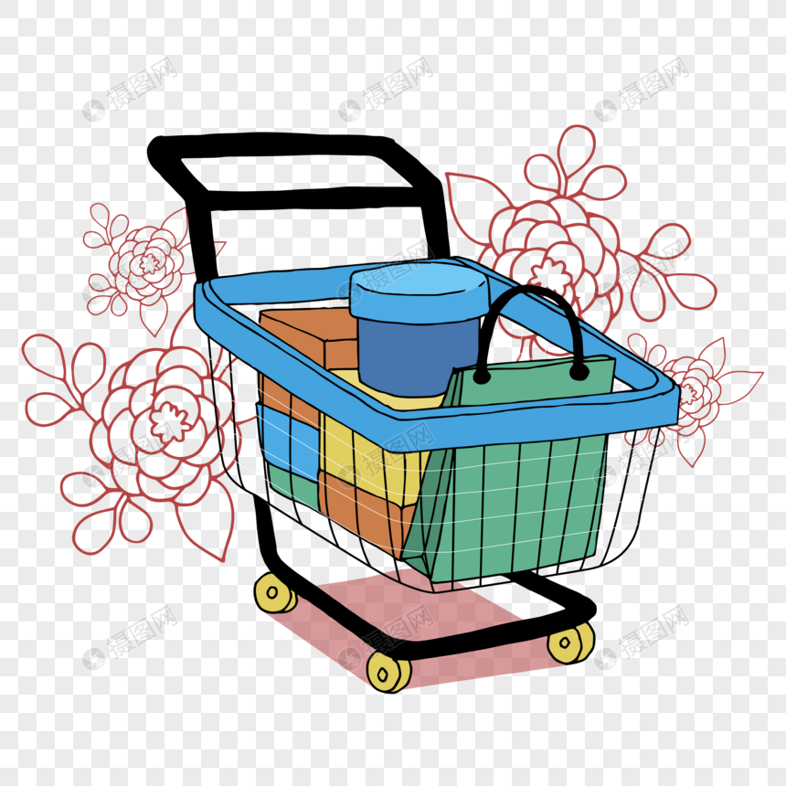 Cartoon color shopping cart elements png image_picture free download