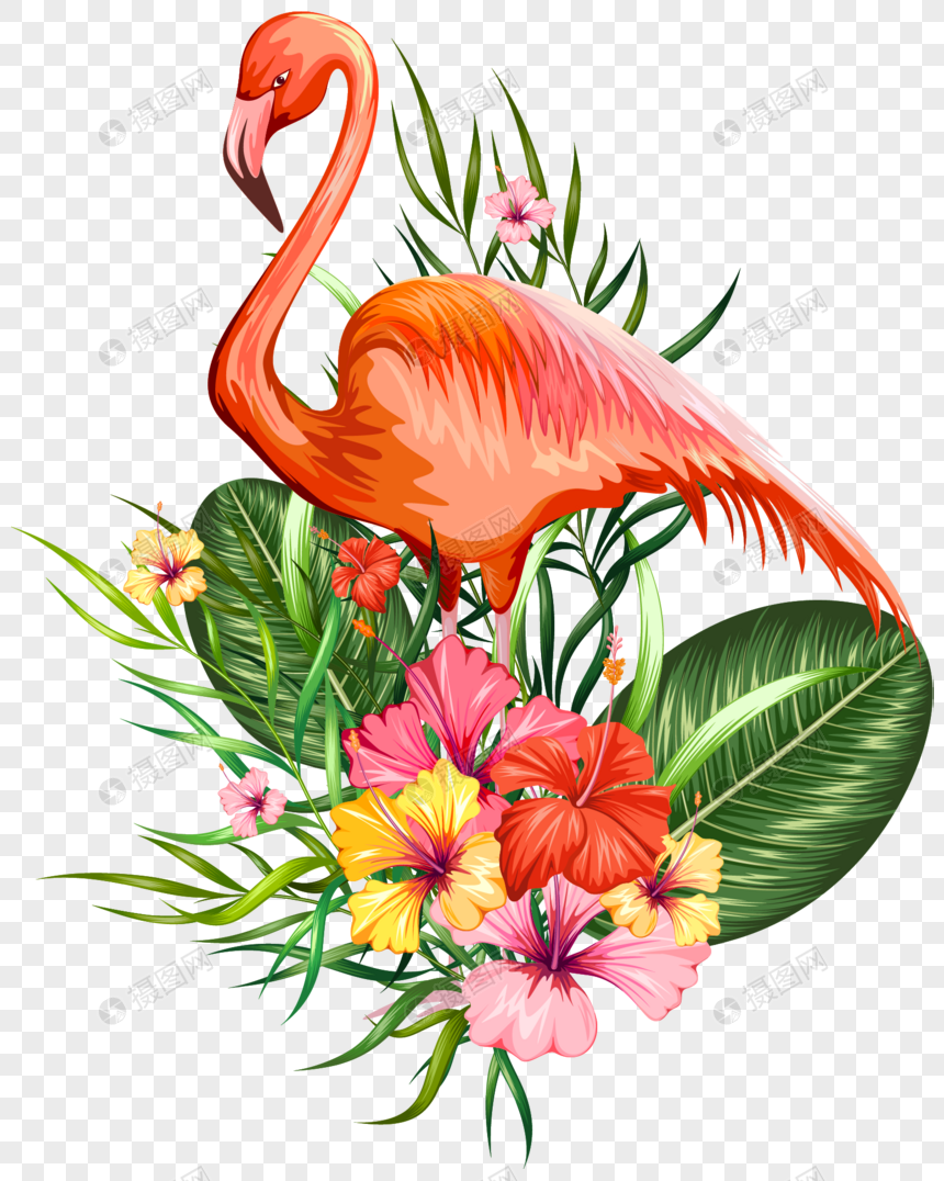 Download Flamingo tropical plants png image_picture free download ...