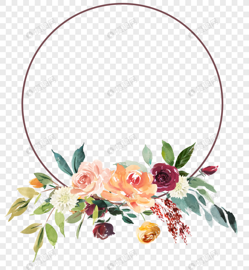 Beautiful round flower frame png image picture free 