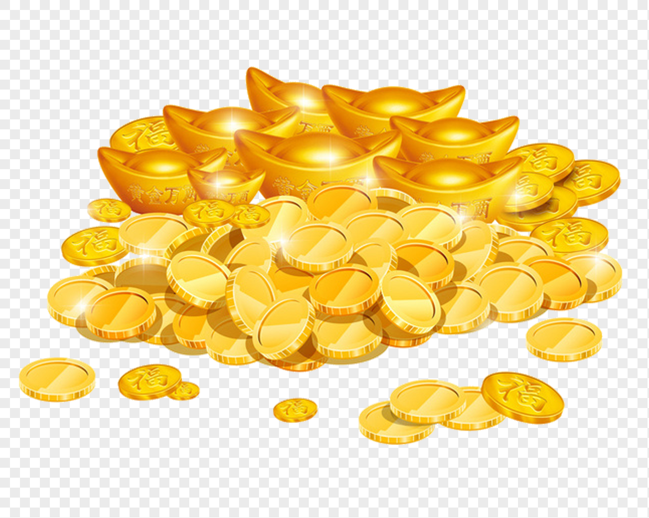 金子 金塊 金幣 兩塊金塊, 一堆金幣, 發光的金子, 一堆發光的金子插畫素材圖案，PSD和PNG圖片免費下載