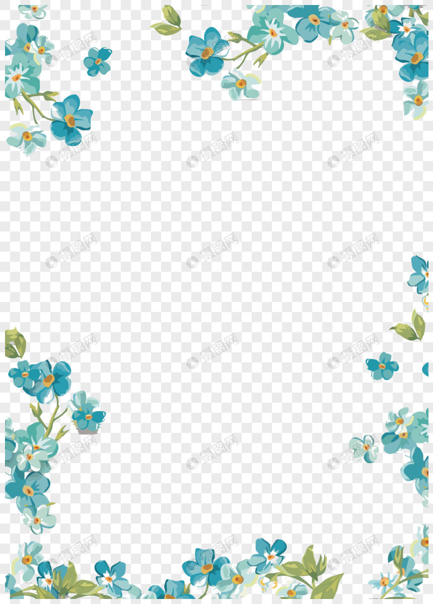 perbatasan bunga biru  vektor  gambar unduh gratis Grafik 