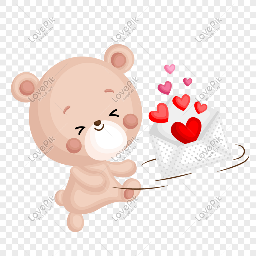 Love Letter From Cute Bear On Valentines Day PNG Transparent ...