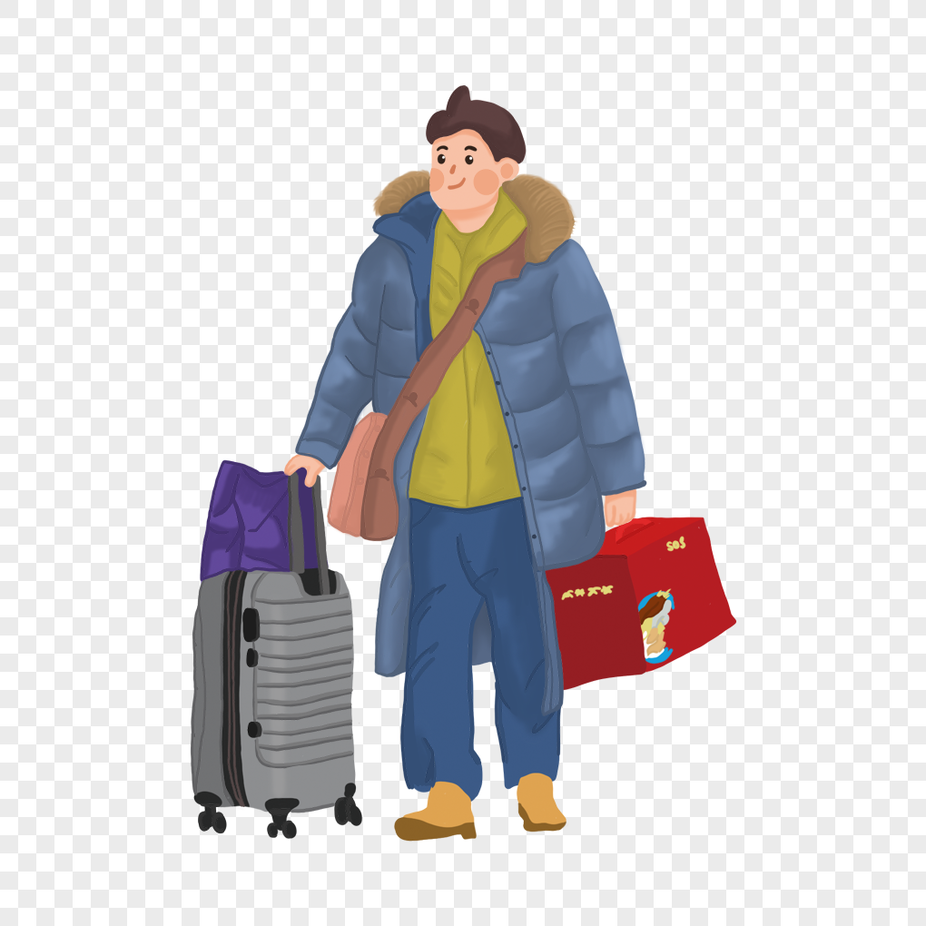 Мультяшный человек с чемоданом