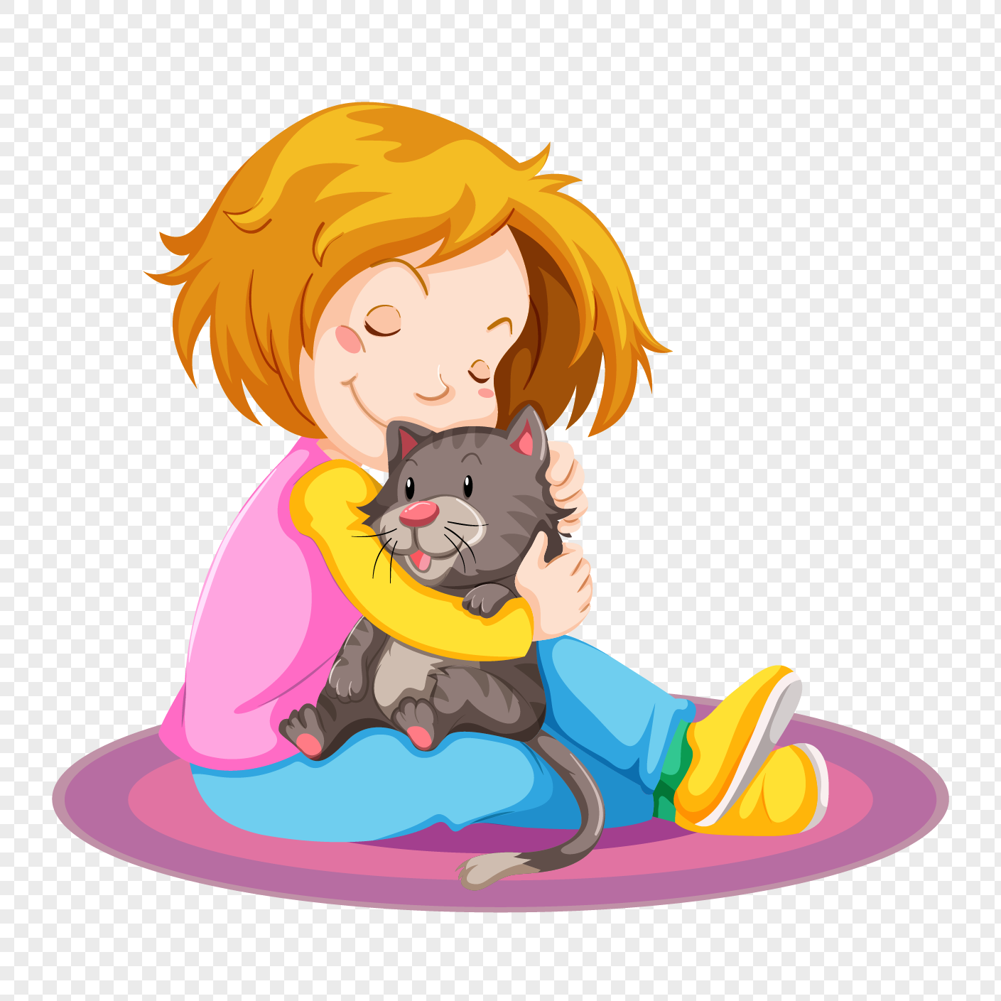 Девочка с котом клипарт