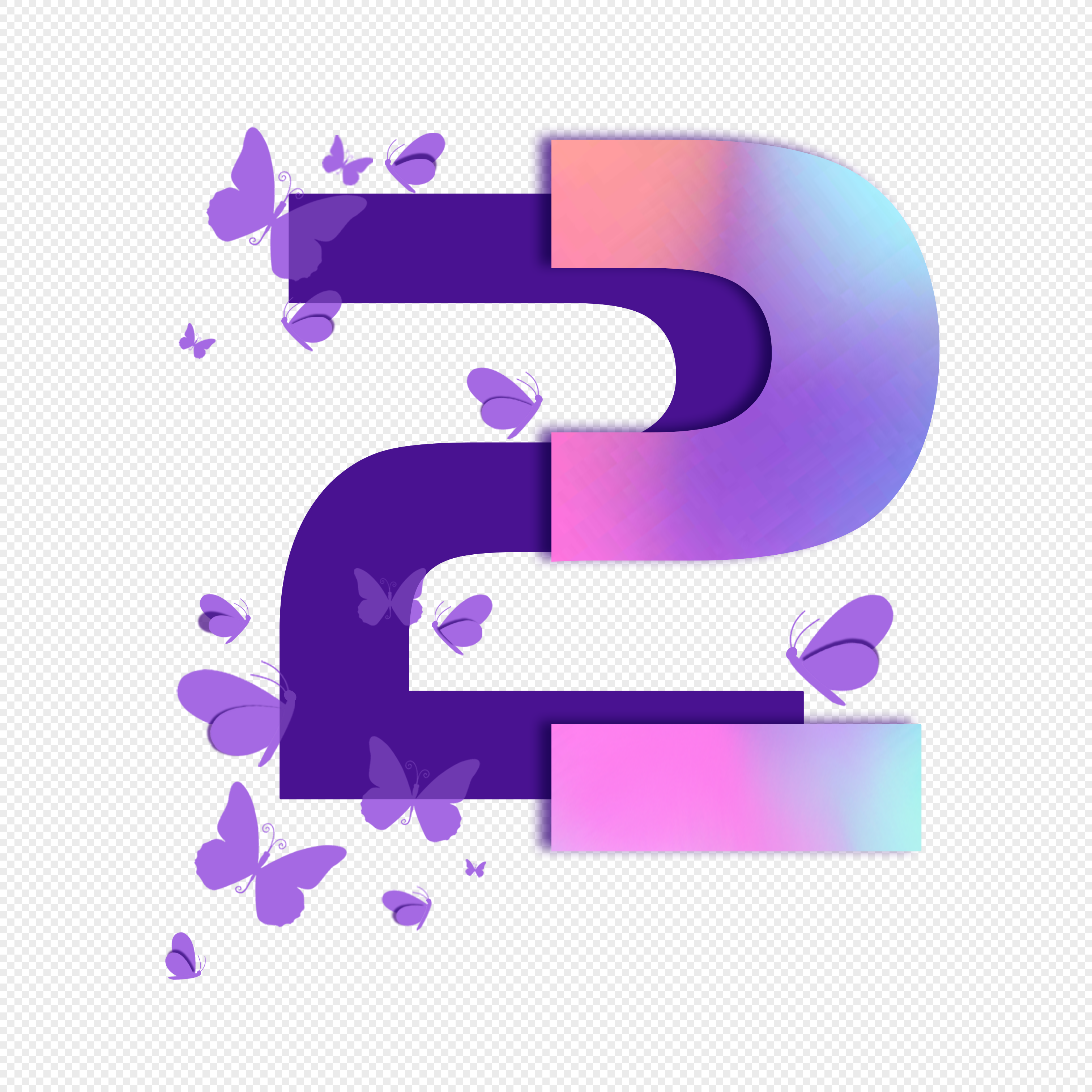 Number two layered text effect png font