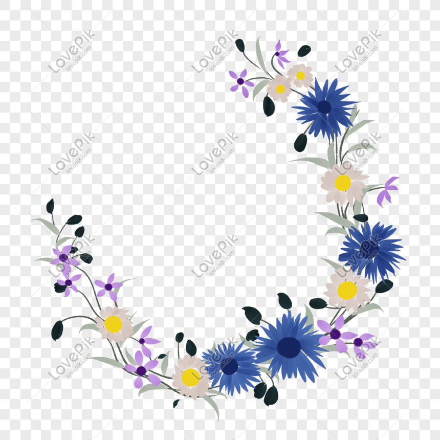 Flores Azules Pequeñas Decoraciones Guirnaldas Frescas PNG Imágenes Gratis  - Lovepik