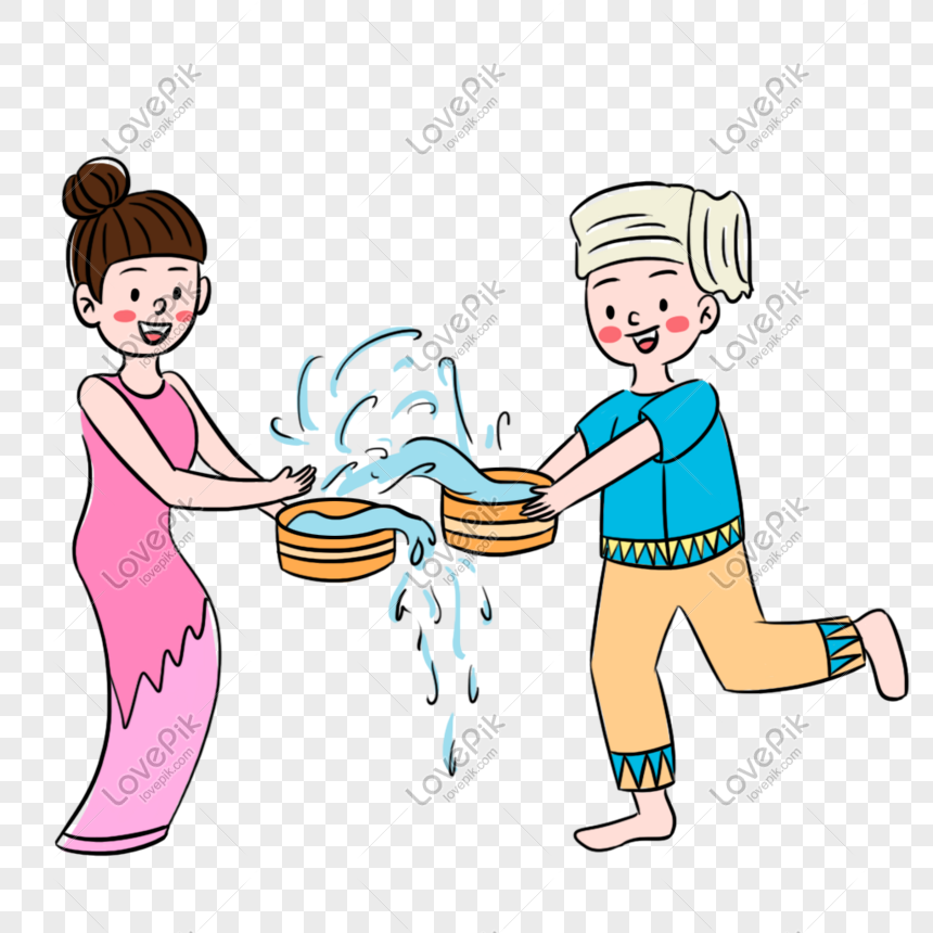 Character Elements Of Dai Water Splashing Festival In Cartoon Png Image Psd File Free Download Lovepik