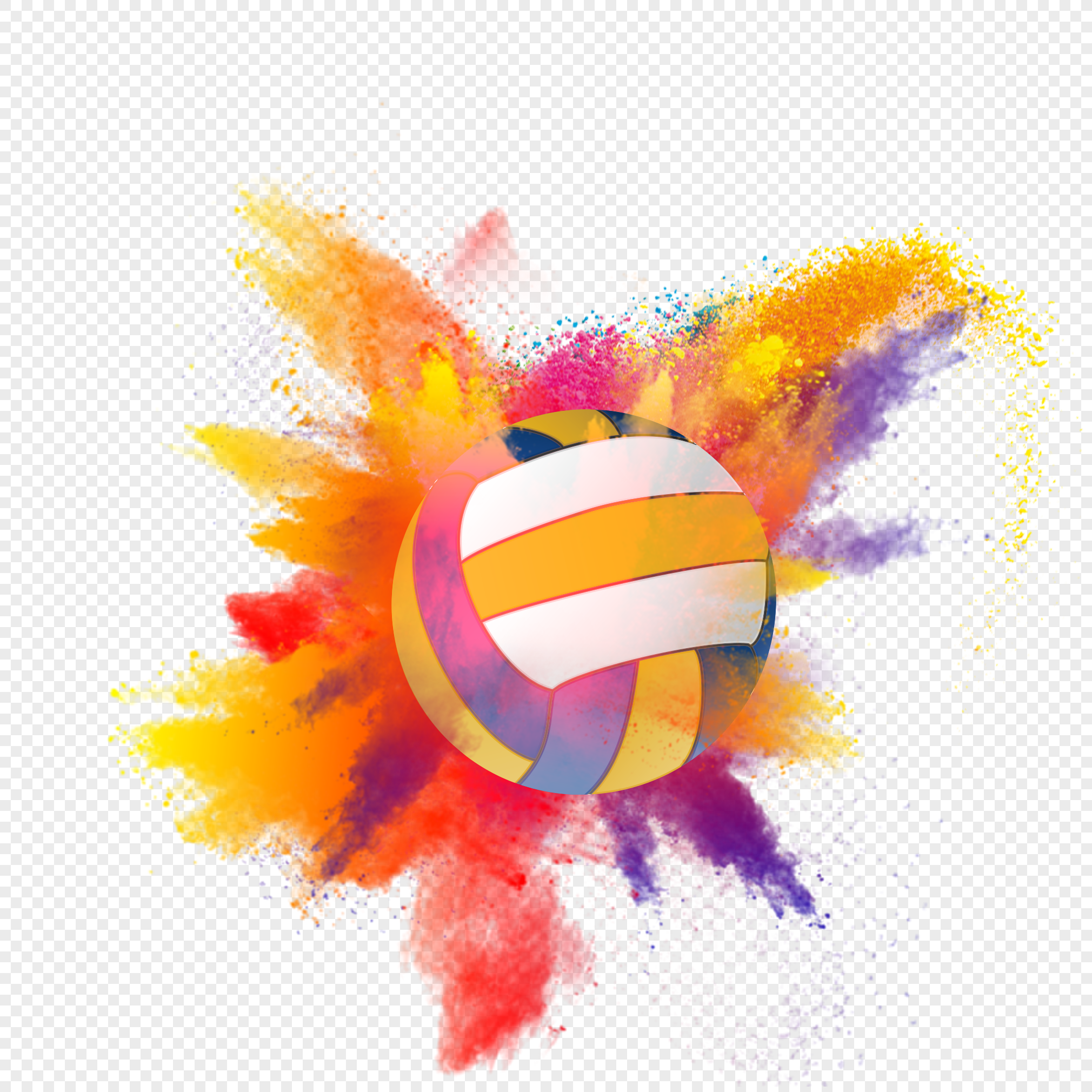 Volleyball Impact, Color, Collision, Elements PNG White Transparent And ...