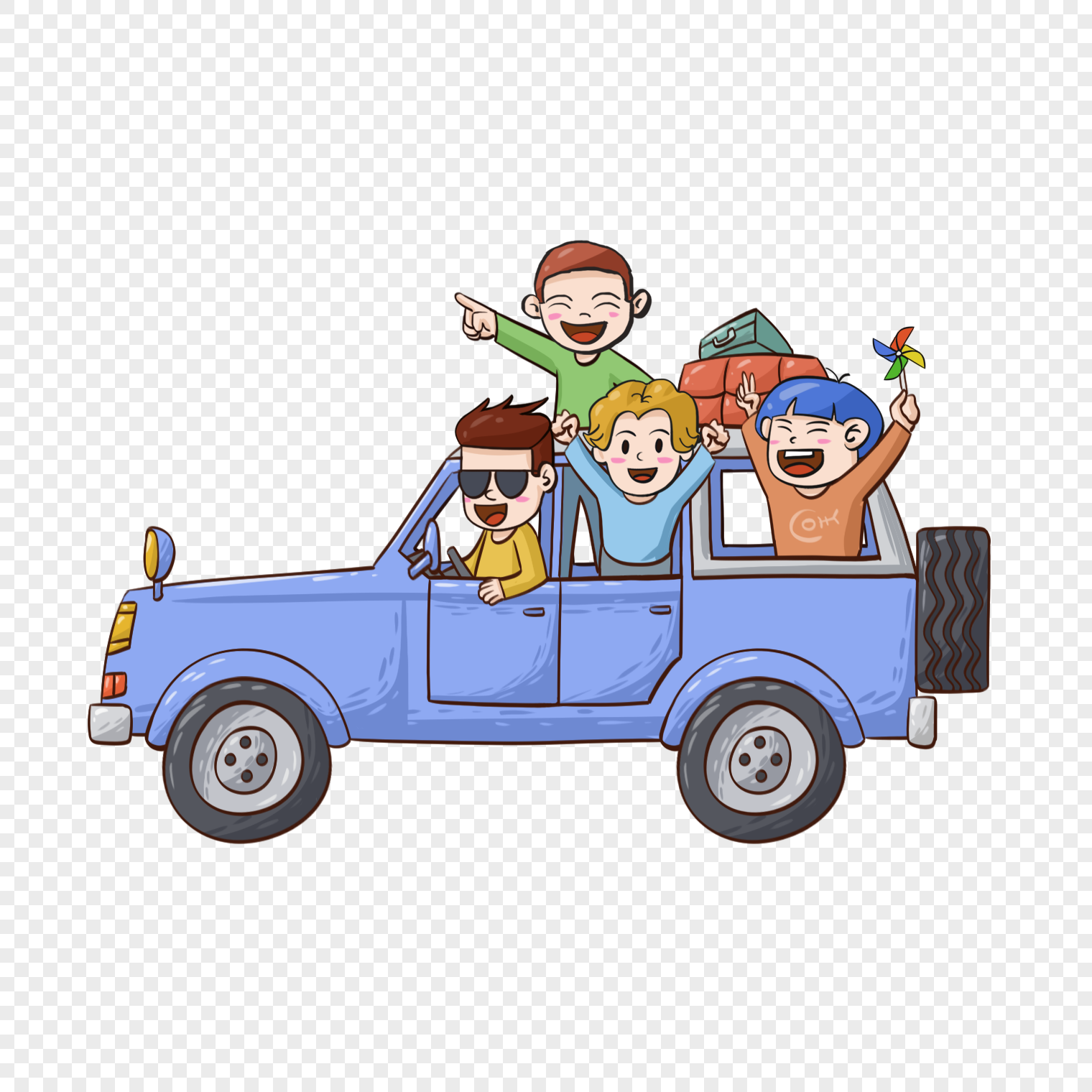 hand painted self driving family trip, Travel,  travel,  spring png transparent image
