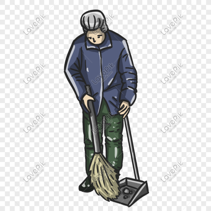 Old People Sweeping The Floor On Labor Day PNG Image And Clipart Image ...