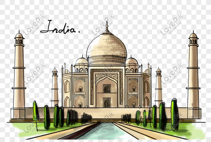 Indio Indio Taj Mahal Creativo Dibujado A Mano PNG Imágenes Gratis - Lovepik
