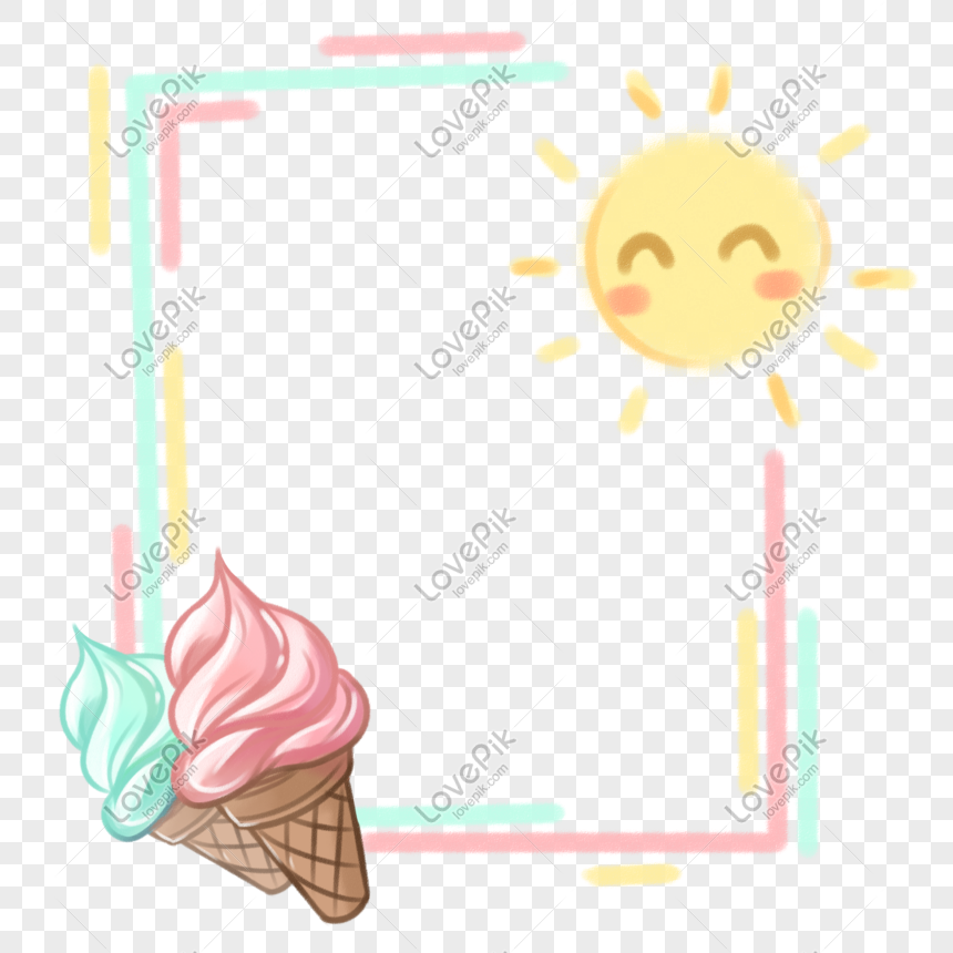 Summer Rainbow Ice Cream Border PNG Image & PSD File Free Download ...