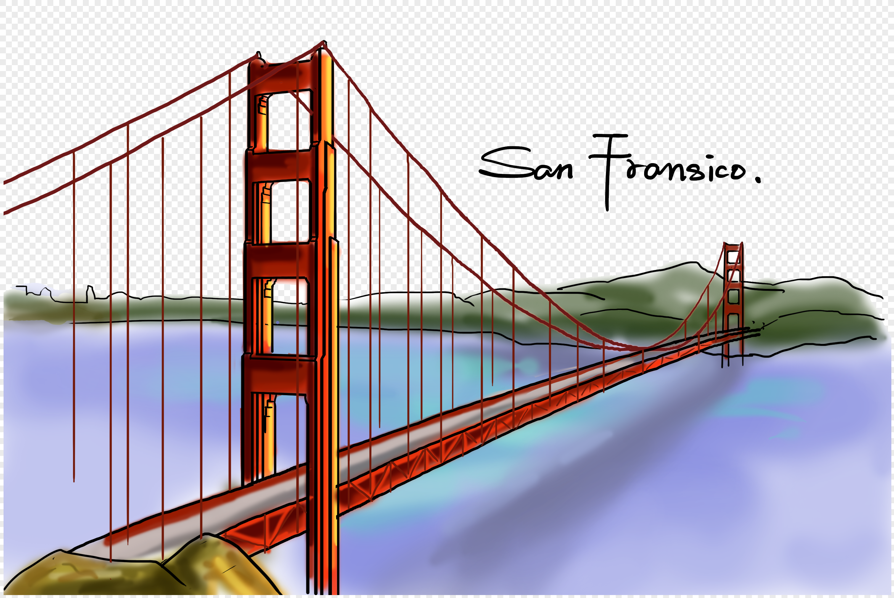 Золотые ворота мост в Сан Франциско нарисовать