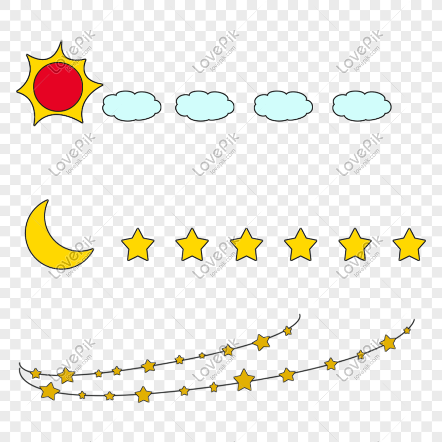 The Dividing Line Cute Sun Moon And Stars Png Image And Psd File For Free Download Lovepik