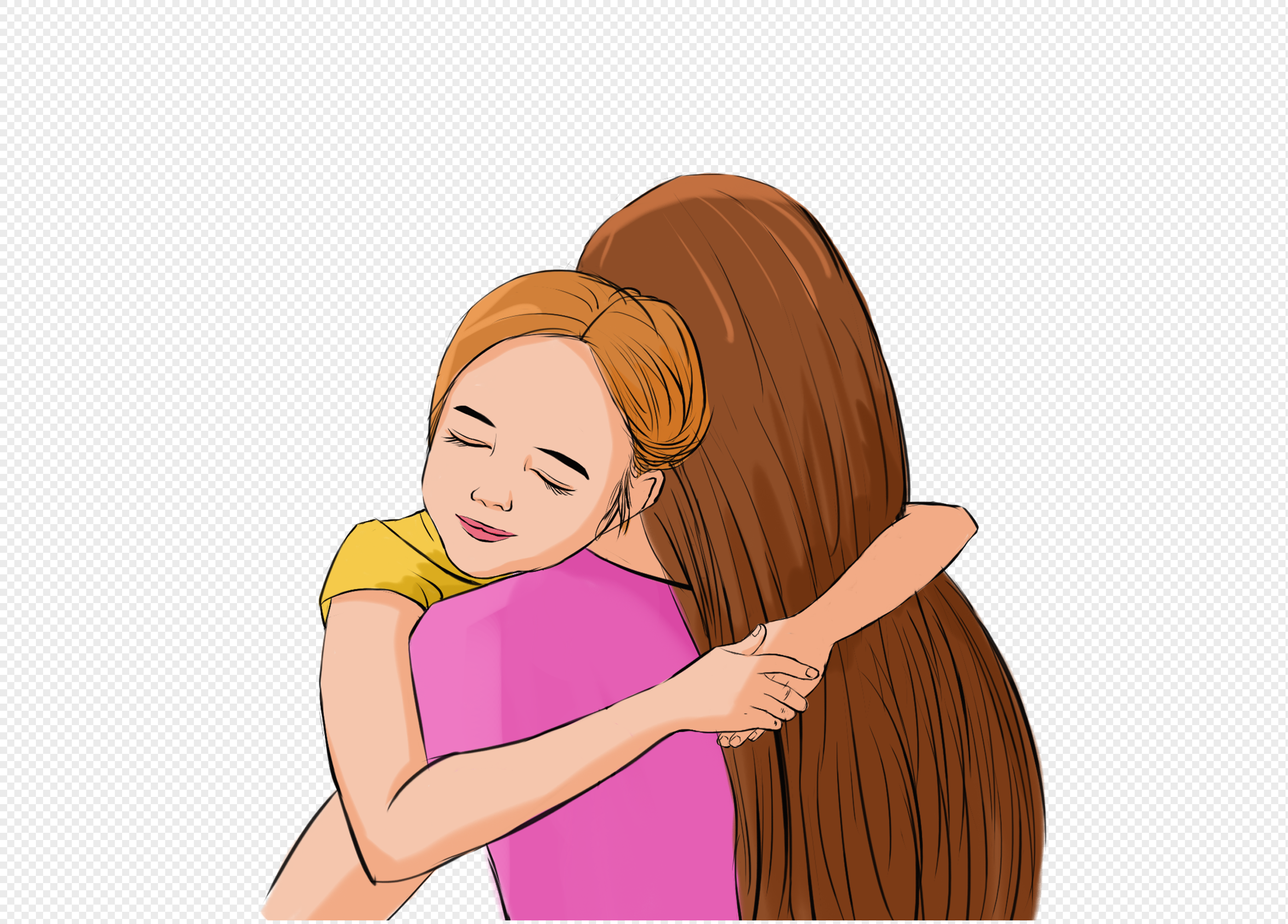 Мама обнимает дочку рисунок