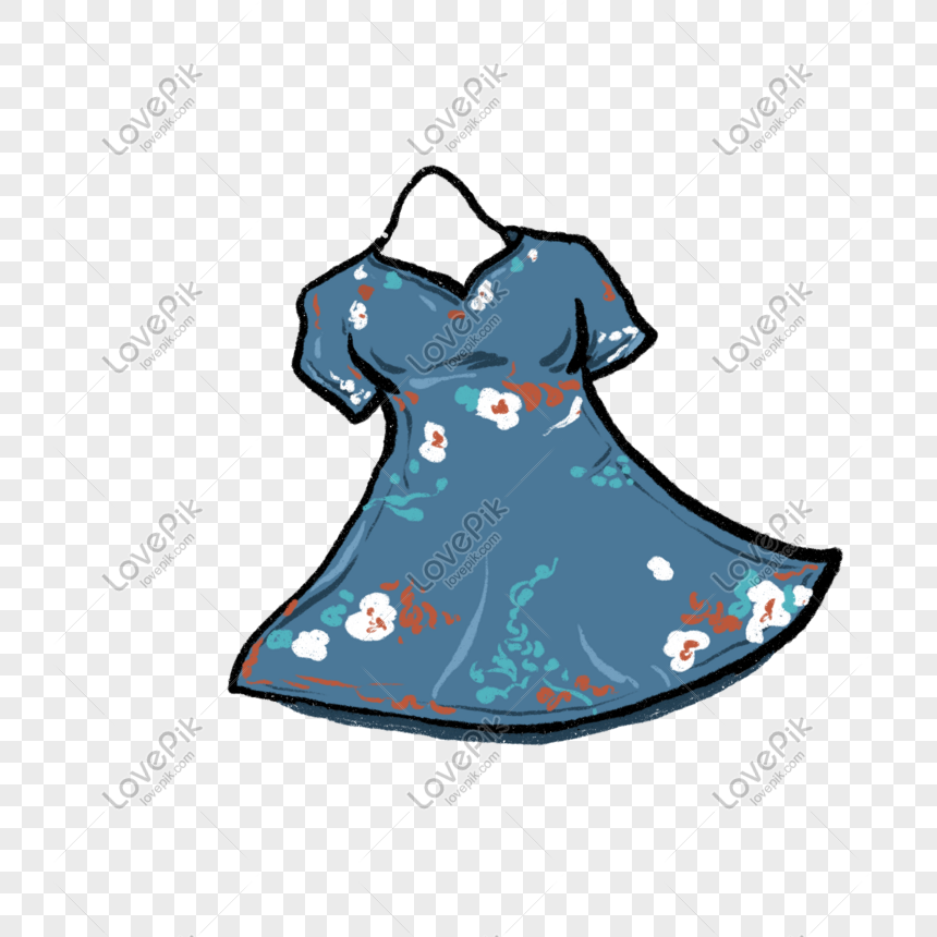 青い花柄ドレスイラストイメージ グラフィックス Id Prf画像フォーマットpsd Jp Lovepik Com