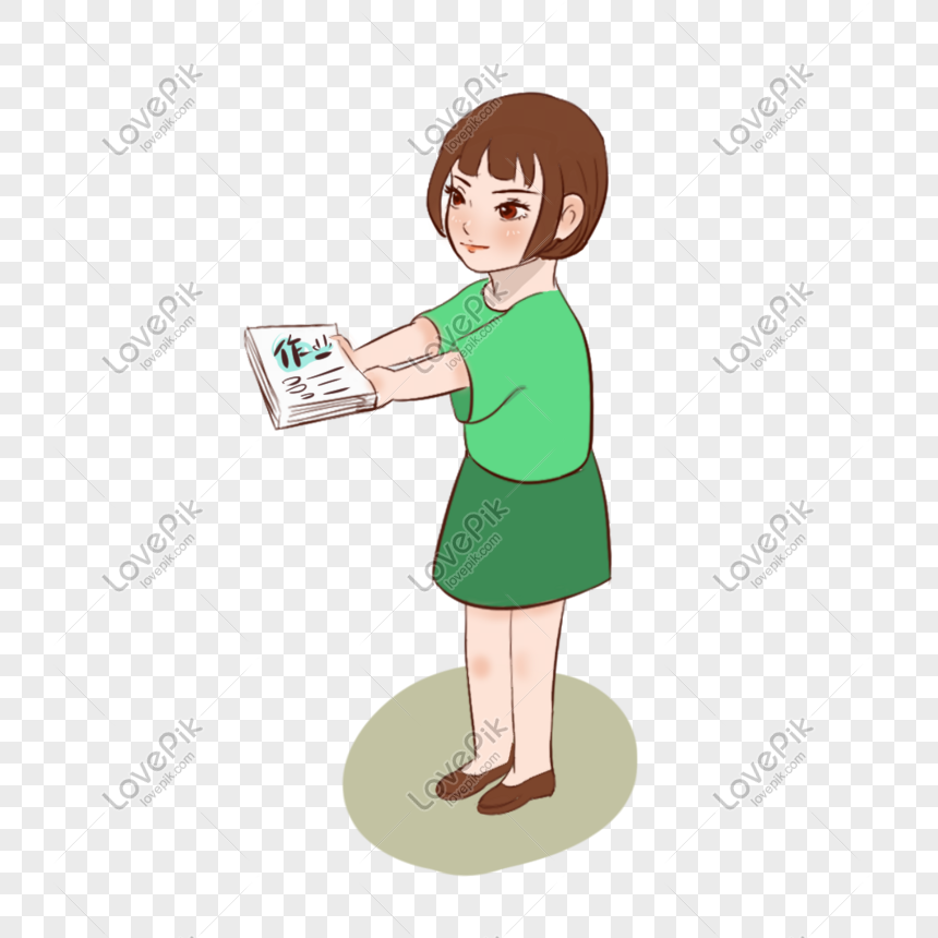 Handing Homework Homework Illustration Cartoon Girl Png Image Psd File Free Download Lovepik