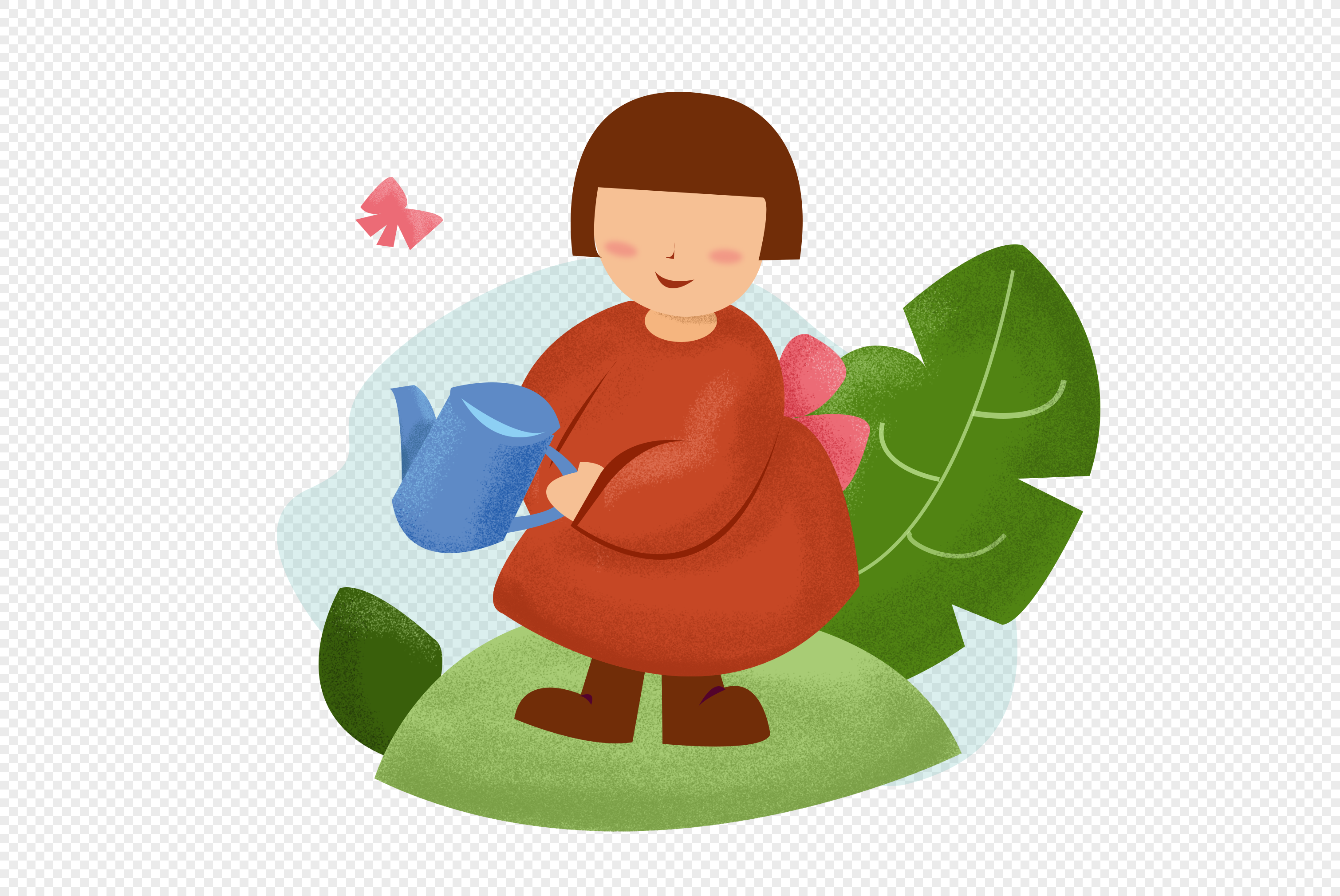 Watering Girl, Garden Girl, Dark Girl, Chinese Girl PNG Transparent ...