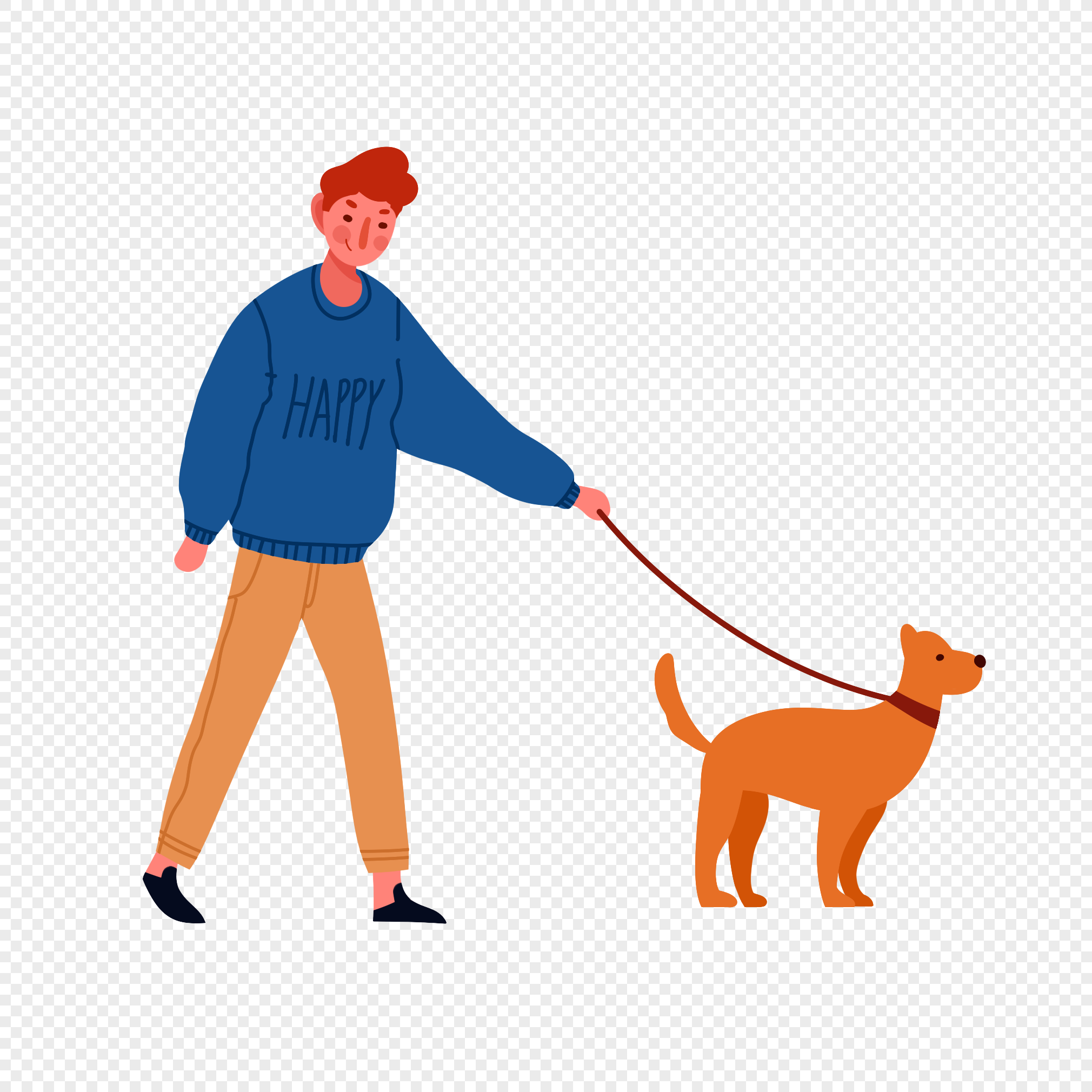Мальчик гуляет с собакой рисунок