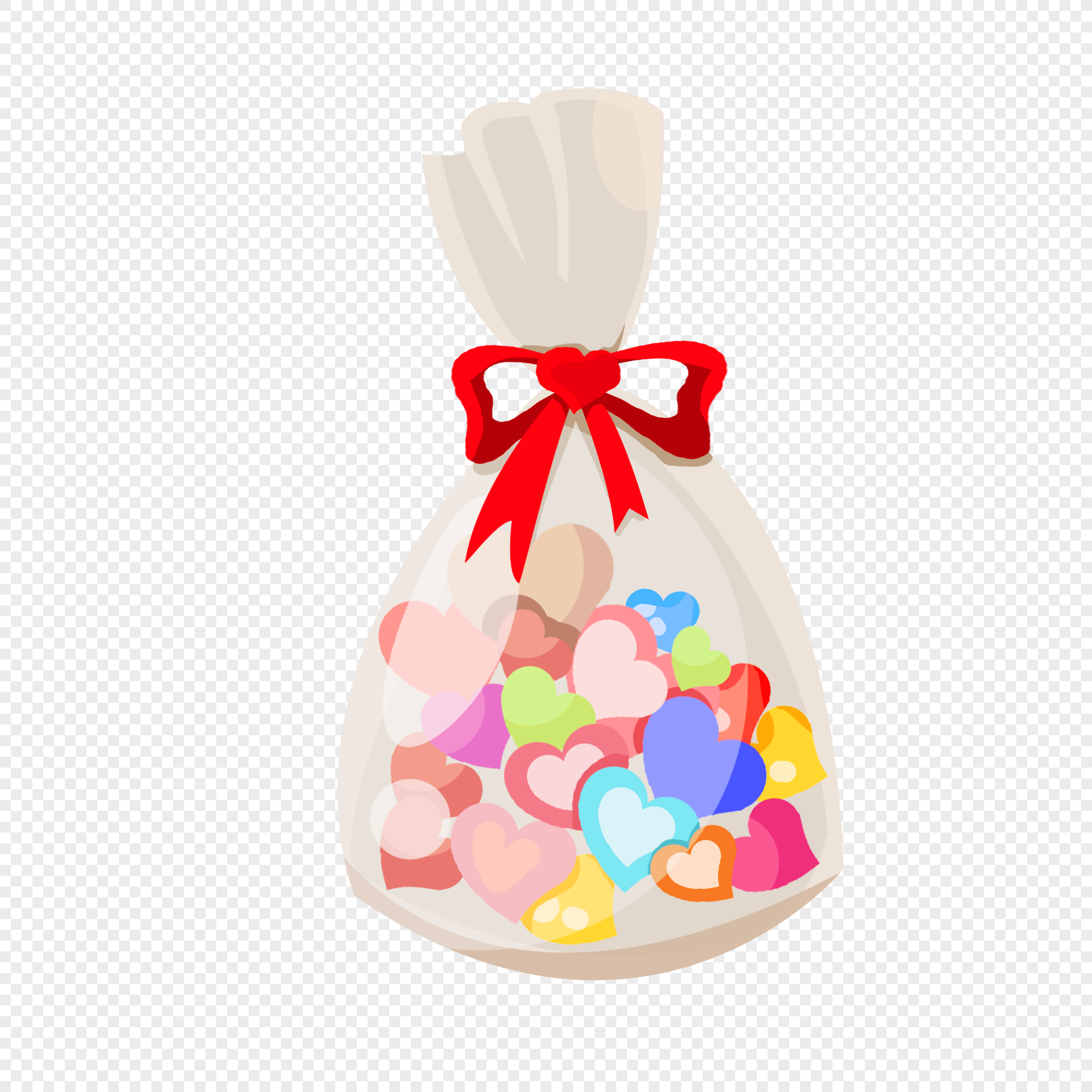 Мешок с конфетами на белом фоне