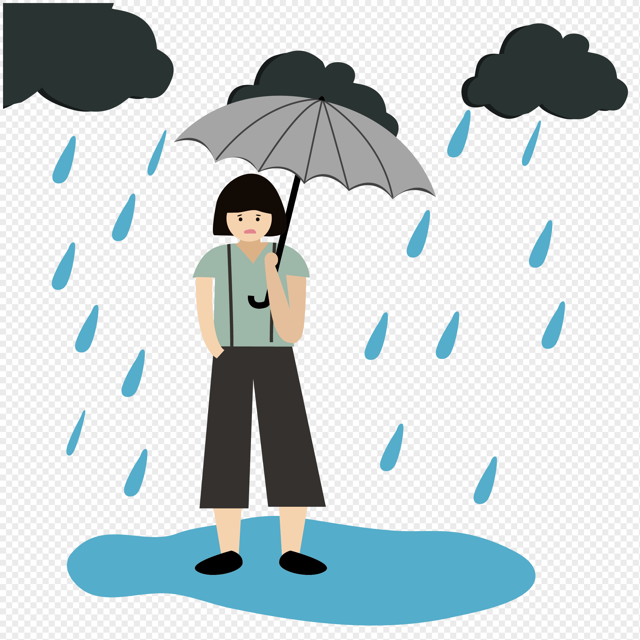Ilustrasi Hujan Badai Kartun Kecil PNG grafik gambar unduh gratis - Lovepik