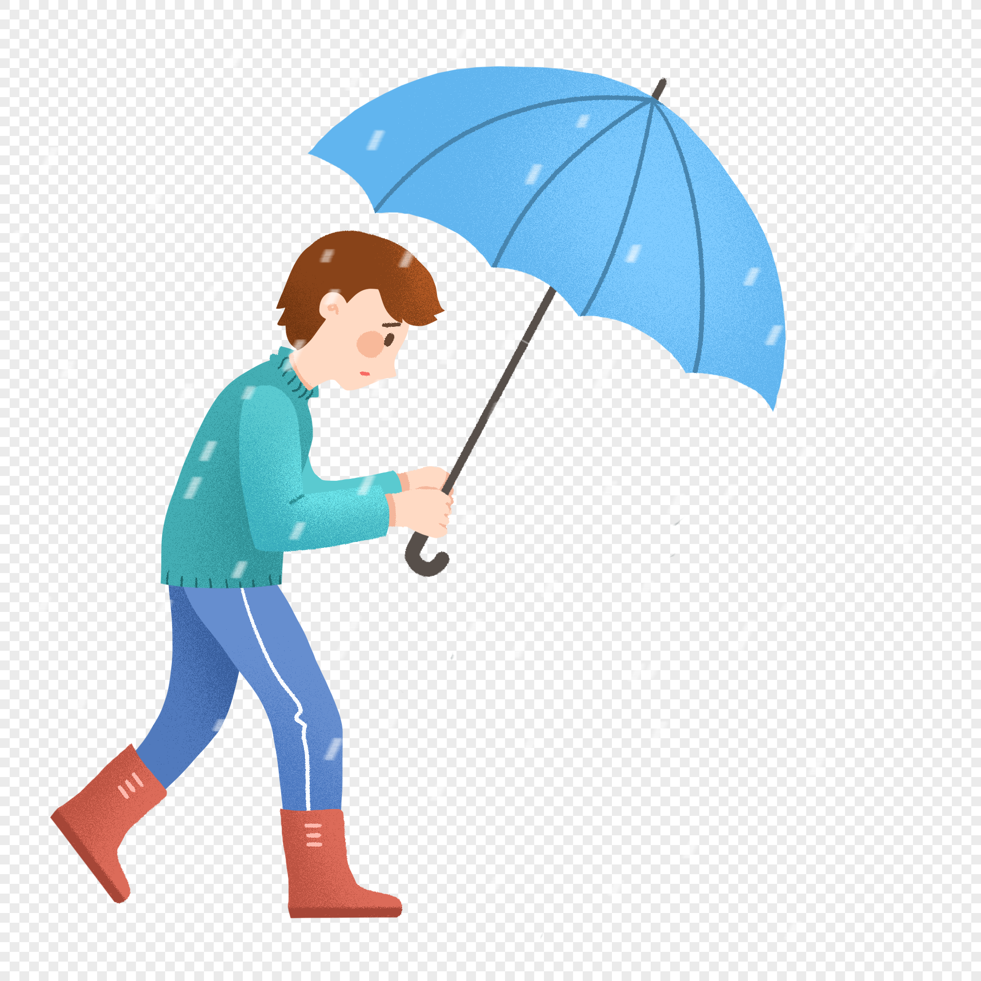Человек идет с зонтом