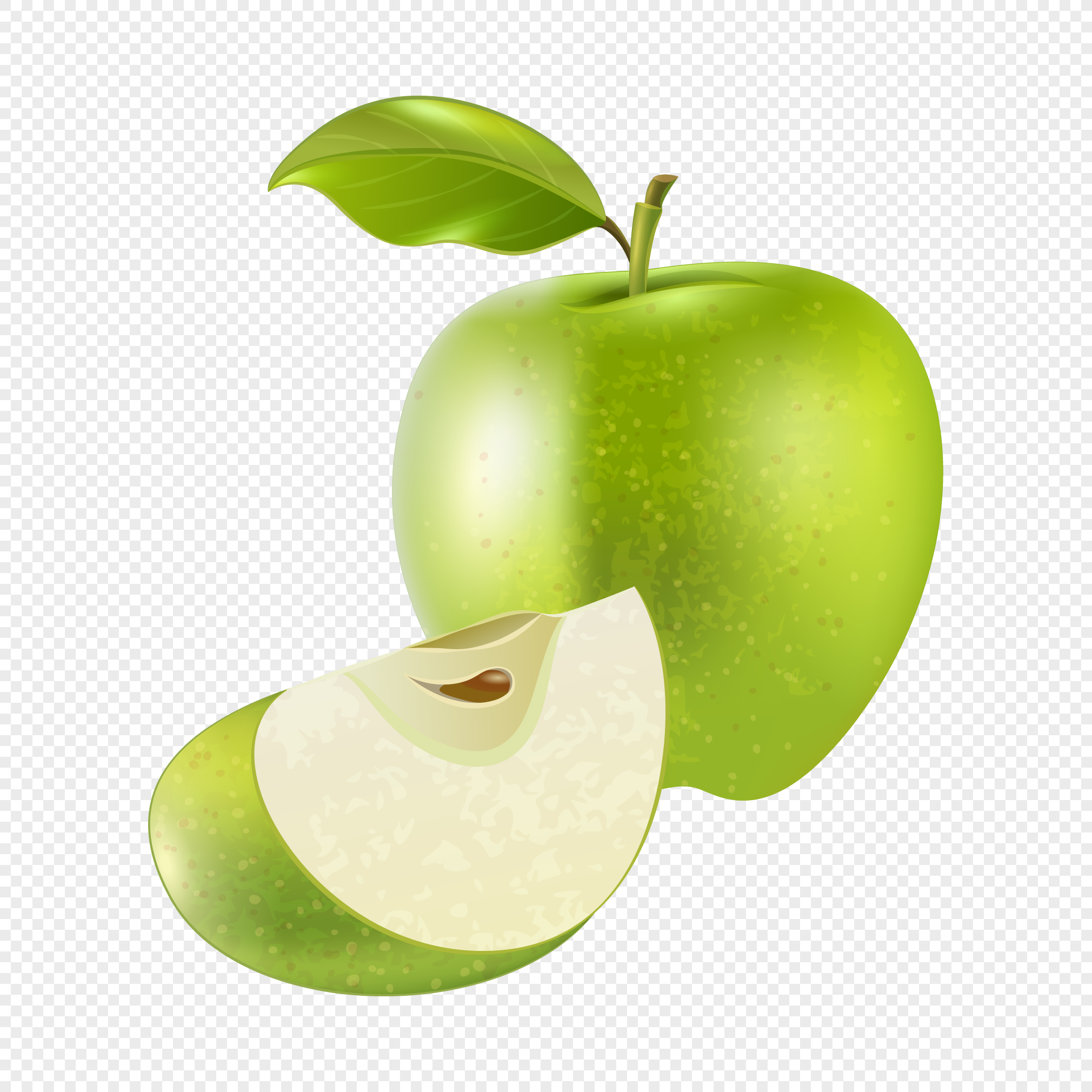 Долька яблока на белом фоне
