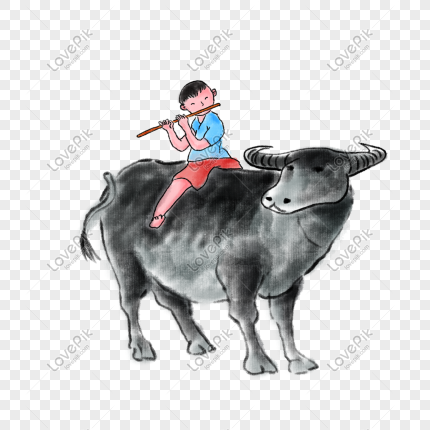 Anak Gembala Yang Duduk Di Belakang Seekor Lembu Gambar Unduh Gratis Imej 401178198 Format Png My Lovepik Com