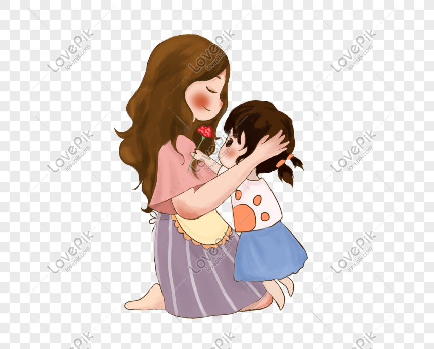 Mother And Daughter Romantic Warm Mothers Day Festival Pattern Cartoon  Illustration, Mother S Day, Holiday, Festival PNG Transparent Clipart Image  and PSD File for Free Download