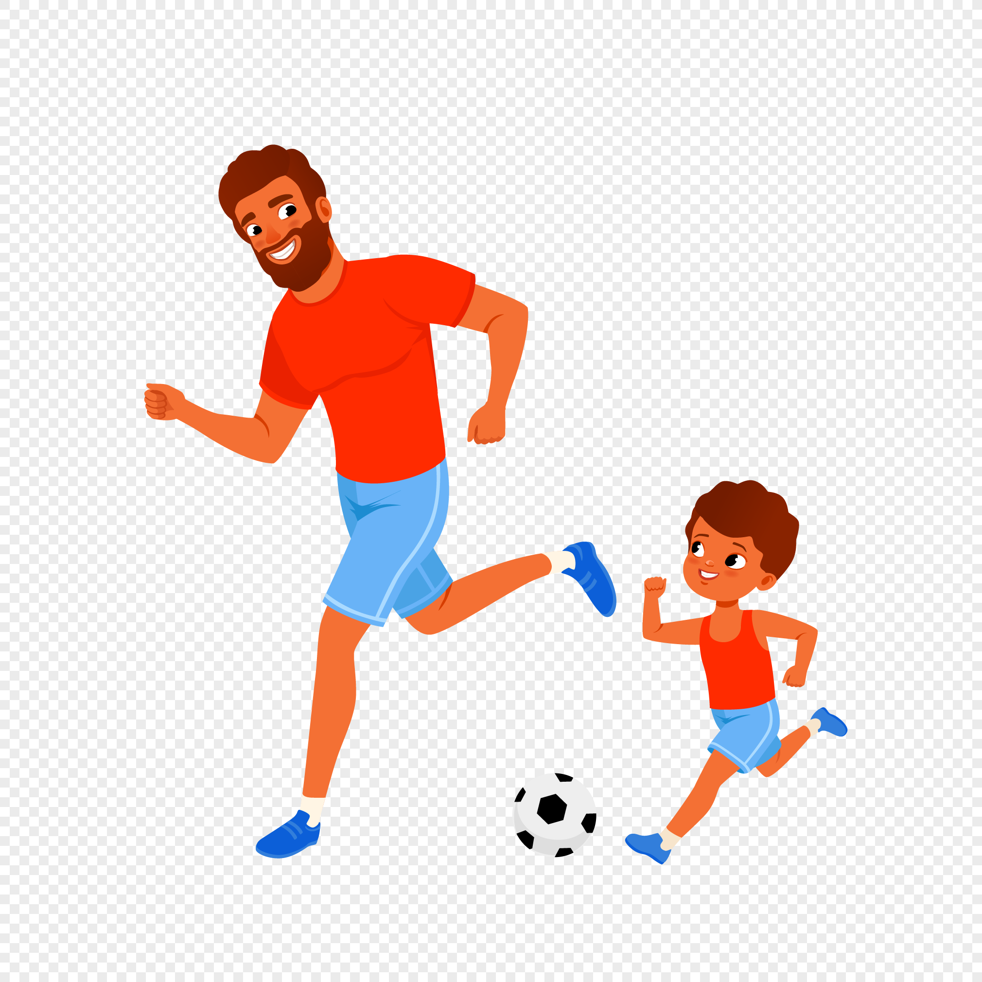 Отец с сыном играют в футбол рисунок
