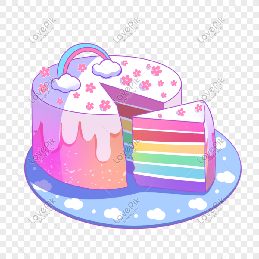 Pastel De Cerezo En Flor De Arcoiris Imagenes De Graficos Png Gratis Lovepik