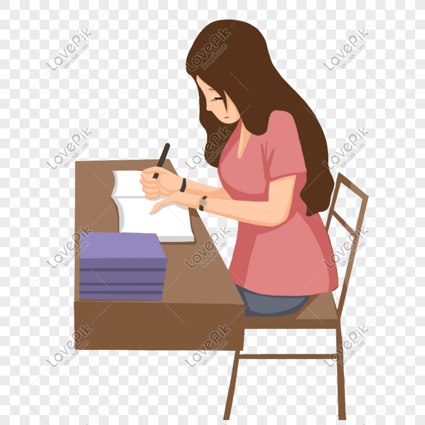 Examination Review, Book Girl, Cartoon Vector, Book Vector PNG Image ...