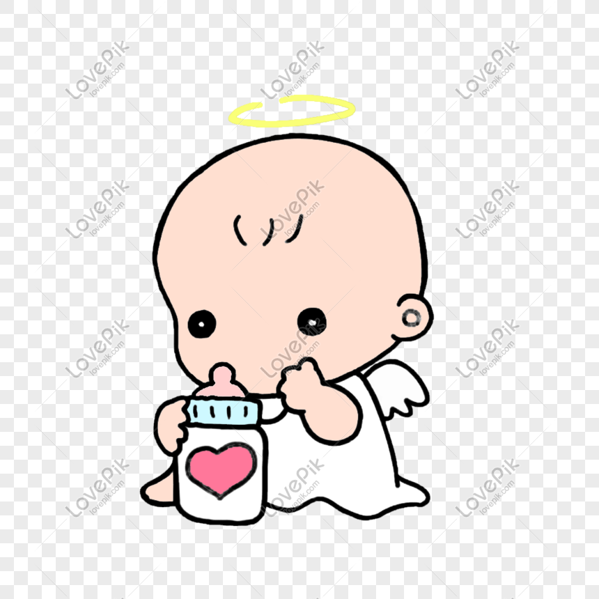 การ์ตูนวาดด้วยมือเด็กทารกมีความสุขดื่มนม Png สำหรับการดาวน์โหลดฟรี - Lovepik