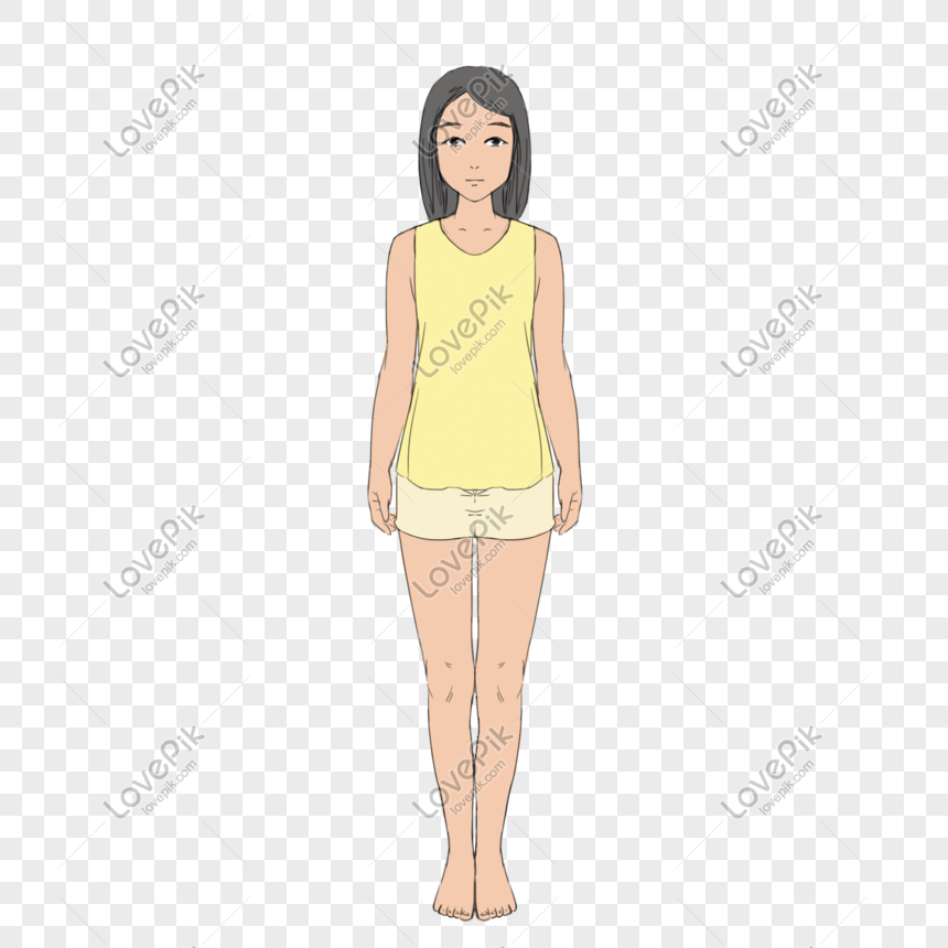 Young Hand Painted Girl Elements Png, Female Girl, Cartoon Girl, Girl ...