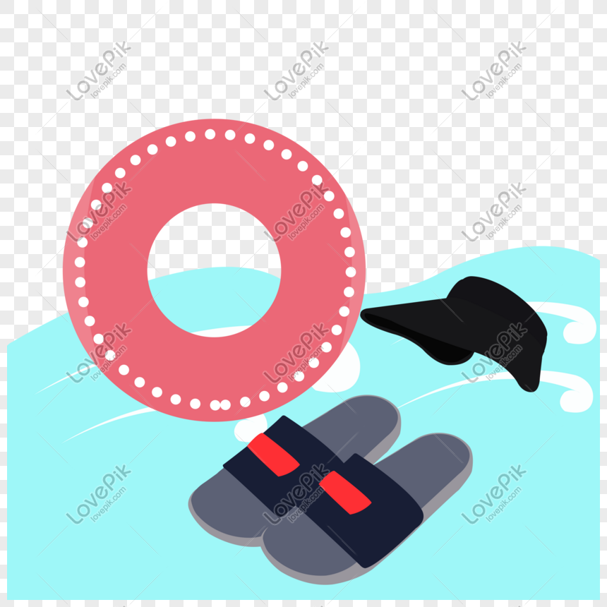 Swim Ring Slippers On The Beach, Float Ring, Light Ring, Red Ring PNG ...
