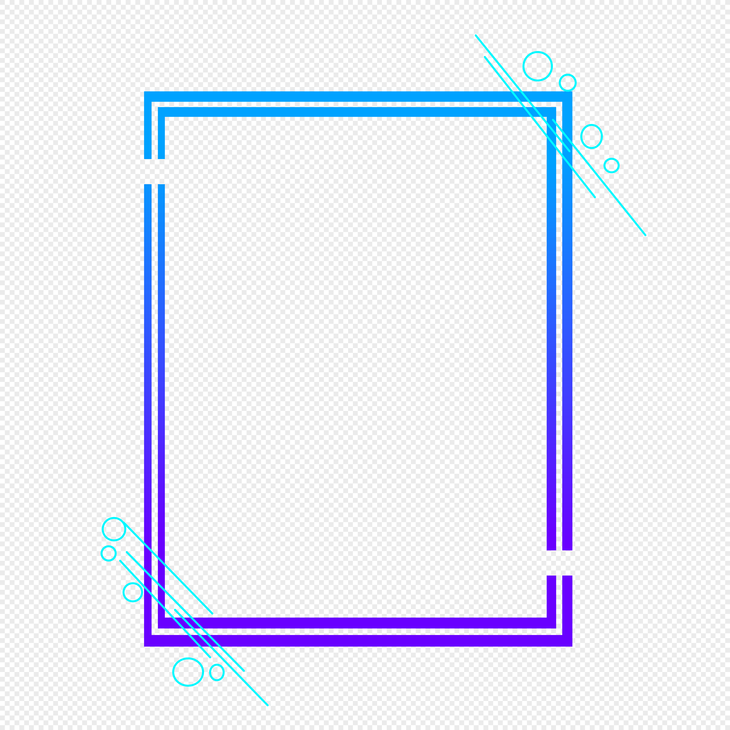 Blue gradient technology border png image_picture free download ...