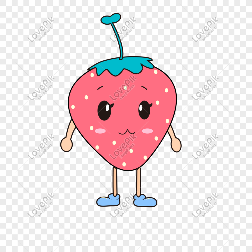 Cute Strawberry Anthropomorphic Figure PNG Transparent And Clipart Image  For Free Download - Lovepik | 401227186