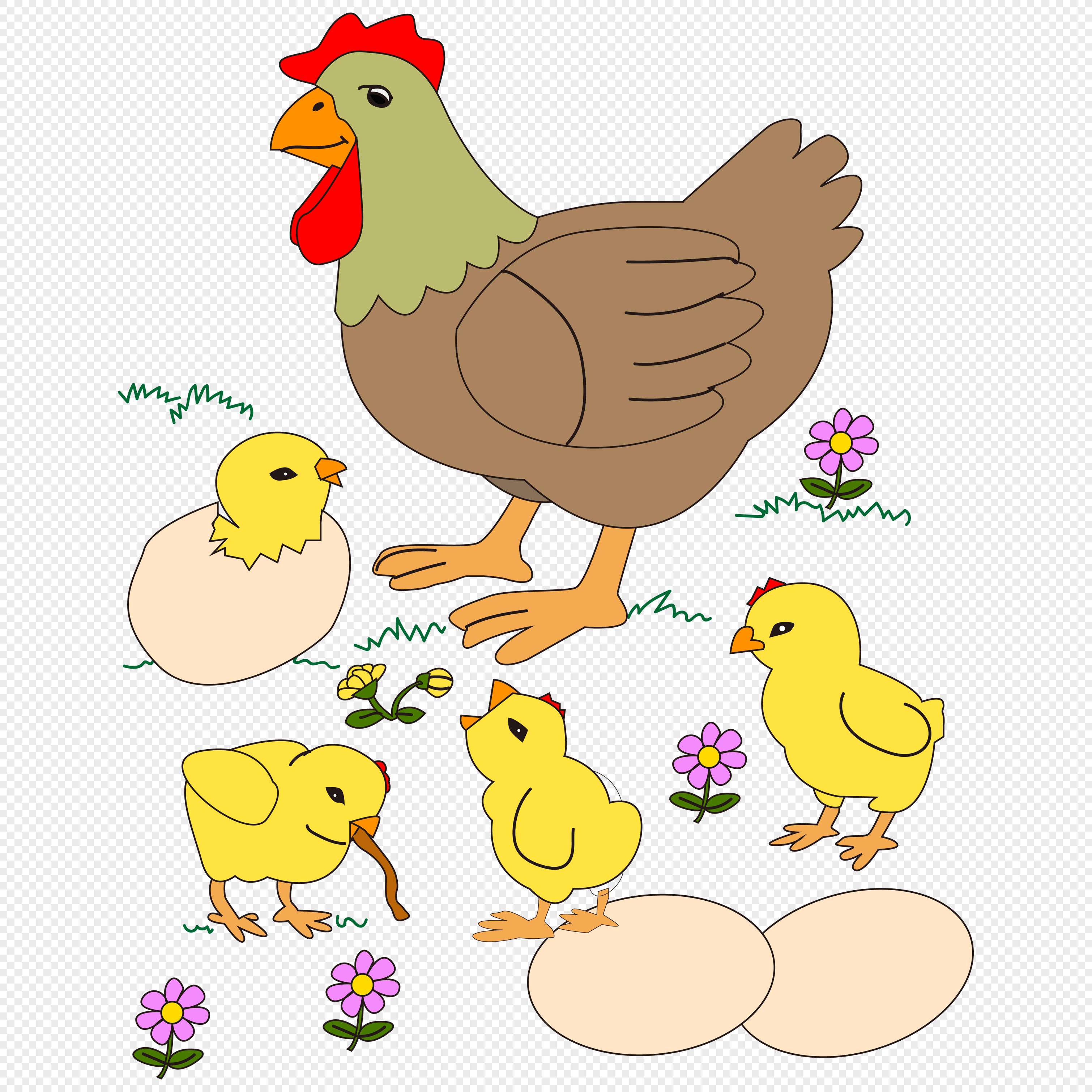 农场动物。可爱的卡通马，牛和山羊，绵羊和鹅，鸡和猪。插画图片素材_ID:374534759-Veer图库