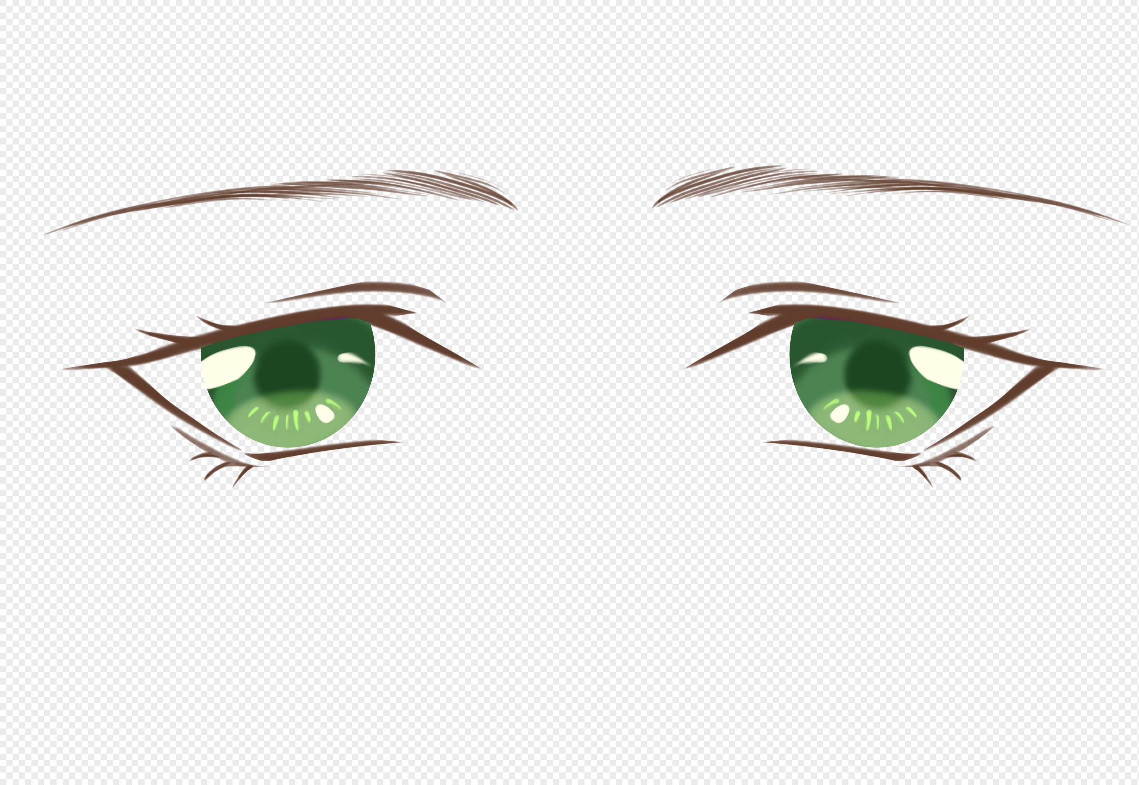 Зелёные глаза аниме на прозрачном фоне