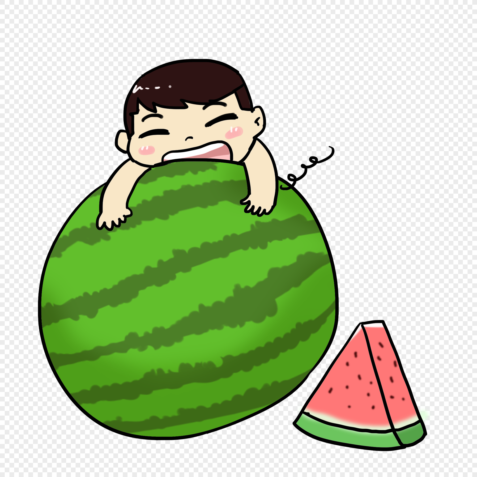 Boy and watermelon png transparent image. 