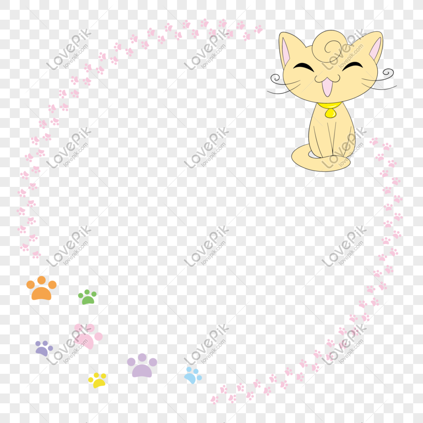 Photo De Bordure Dimpression De Patte De Chat Couleur Chat Mignon Numero De L Image Format D Image Ai Fr Lovepik Com