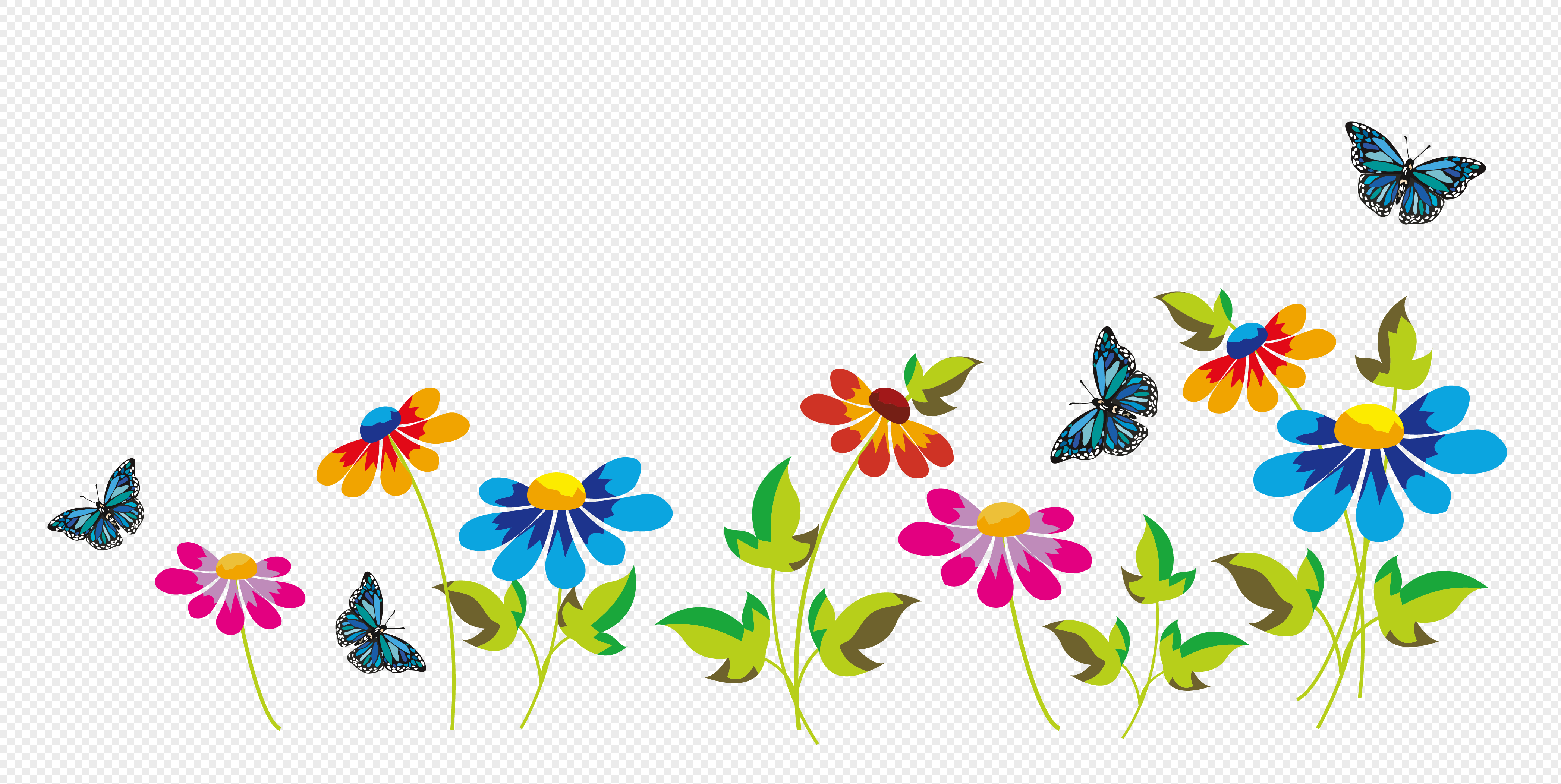 Flores Y Mariposas Imágenes De Gráficos Png Gratis Lovepik