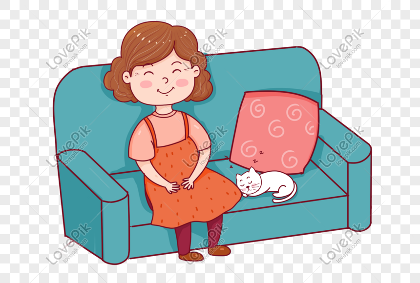 Mother Sitting On The Couch, Mother, Mother's Day, Sofa Png White 