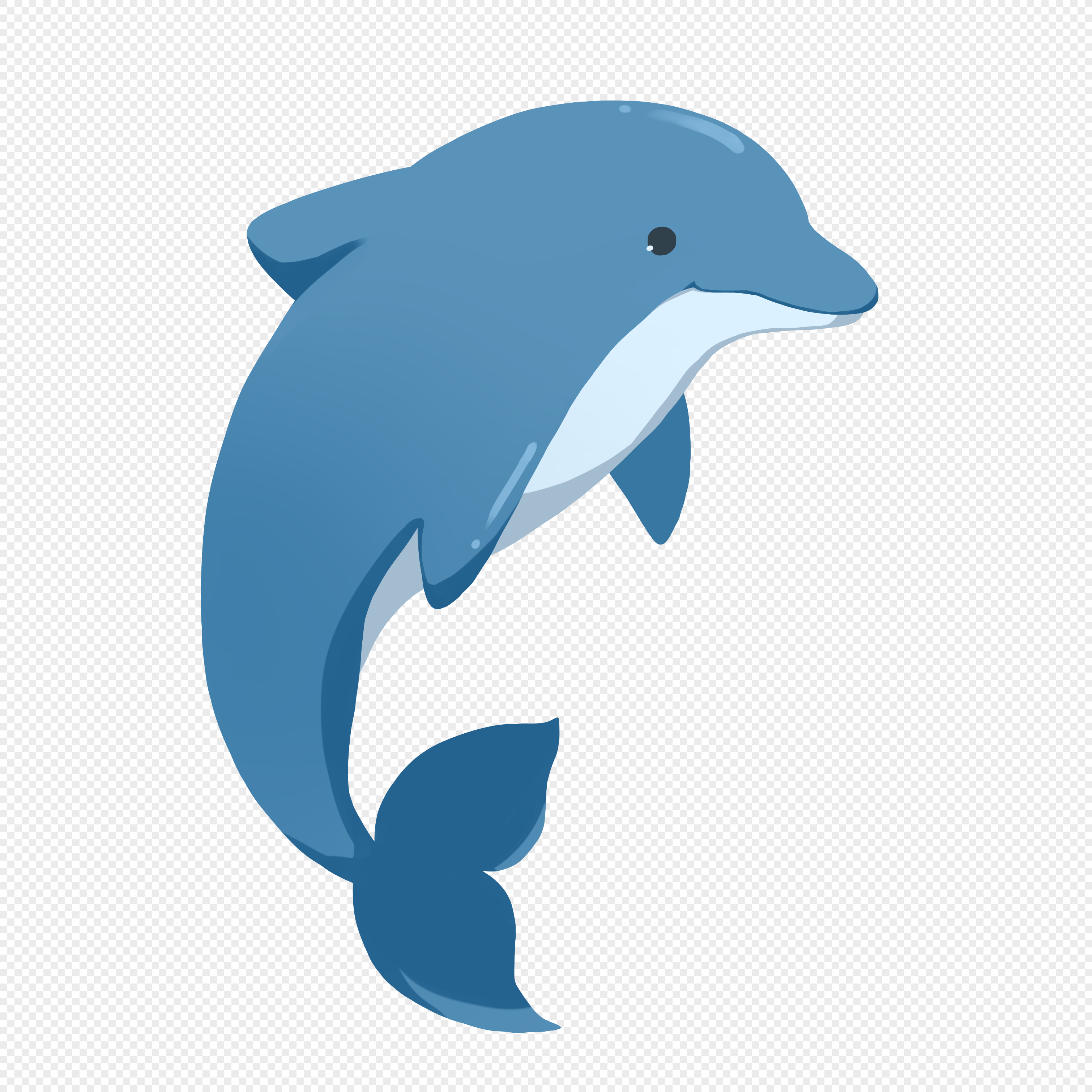 手绘拟人卡通动物形象海豚图片素材-PPT家园