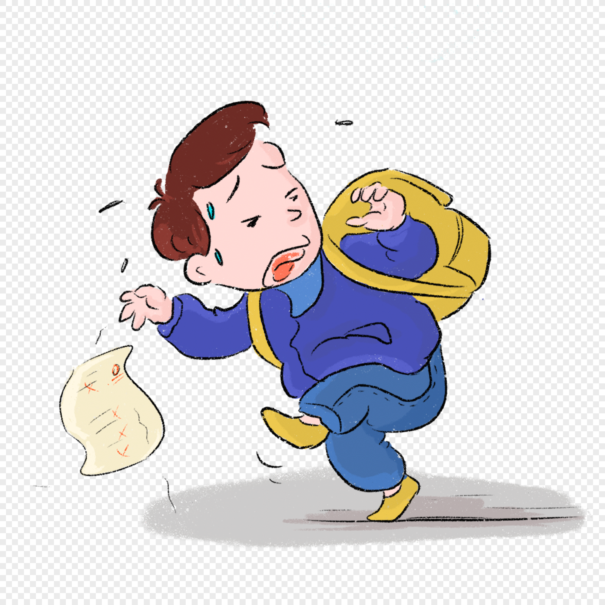 Boy Carrying A Bag To Escape Comics, Student, Paper, Comic PNG Image ...