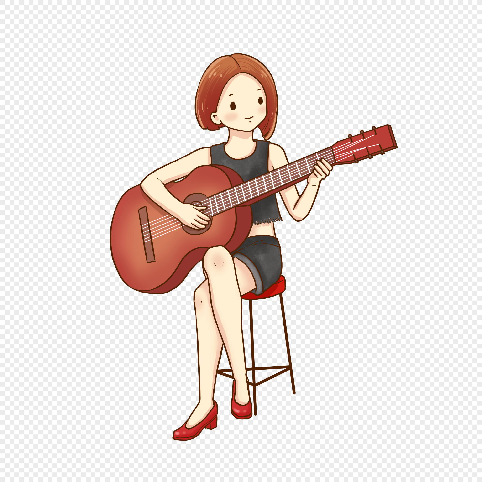 Девушка с гитарой вектор